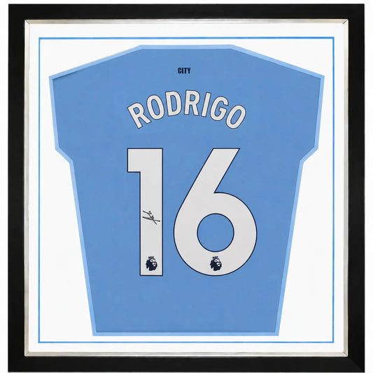 Rodri Framed Signed Manchester City Football Shirt 2024/25 Season Forever Vintage
