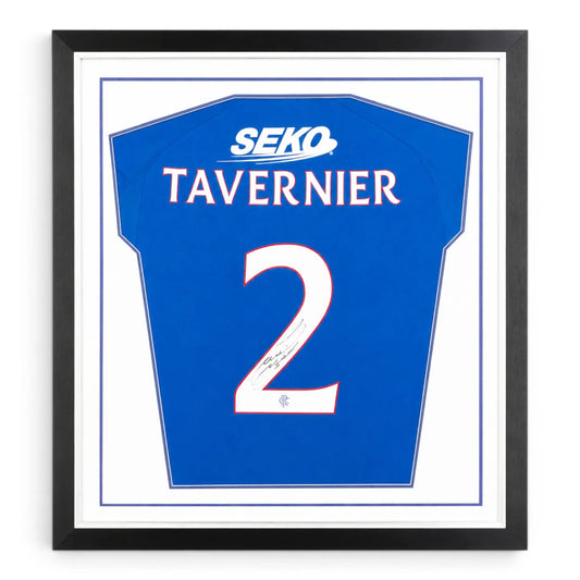 Tavernier Framed Signed Rangers Football Shirt 2022/23 Season Forever Vintage