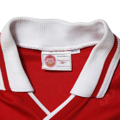 Liverpool 1996/97 home shirt collar and neck label detail showing Reebok and size 46/48"