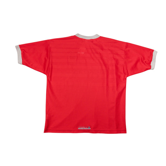 Liverpool 1998-2000 home shirt back view showing white ringer collar and cuffs
