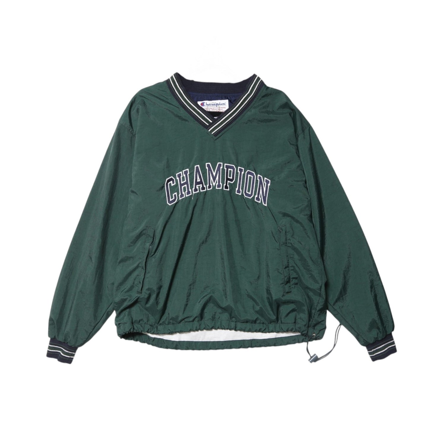 Champion Dark Green V-Neck Pullover Windbreaker Jacket