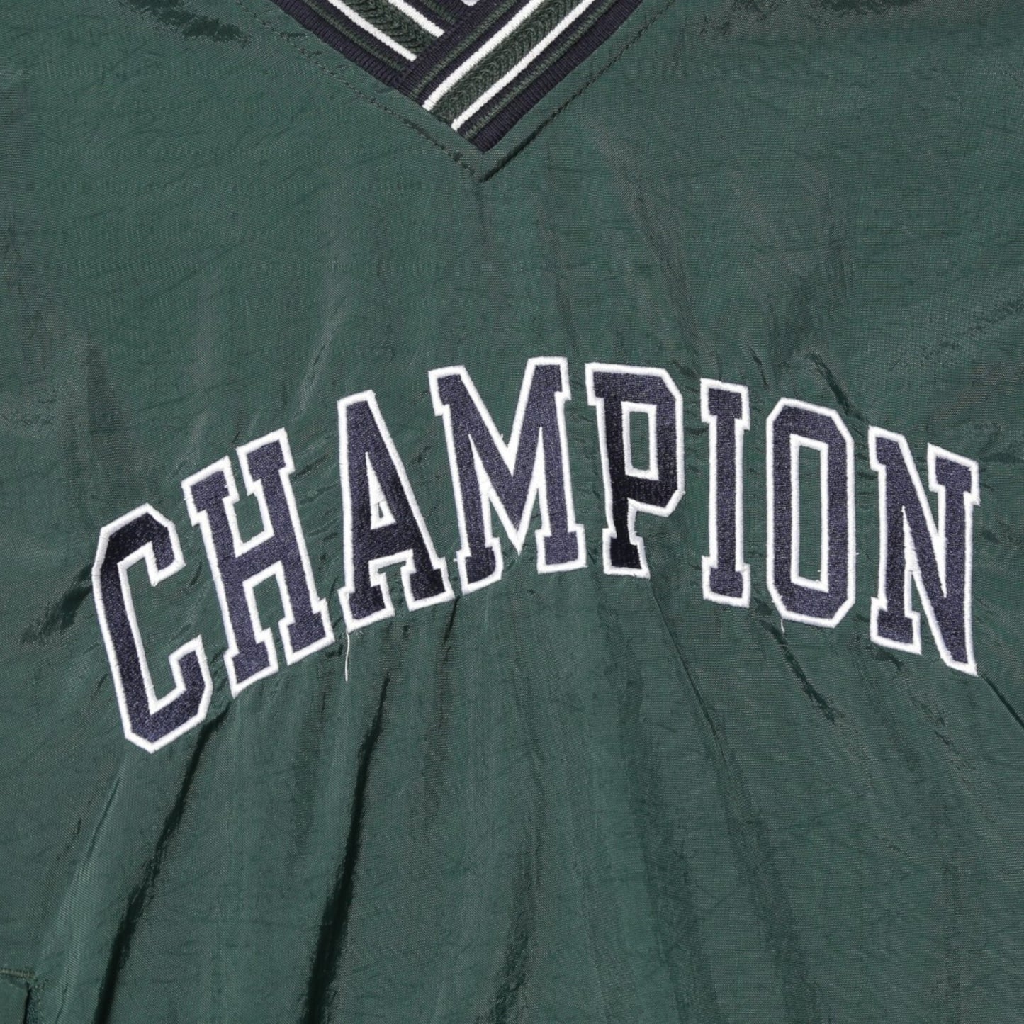 Champion Dark Green V-Neck Pullover Windbreaker Jacket