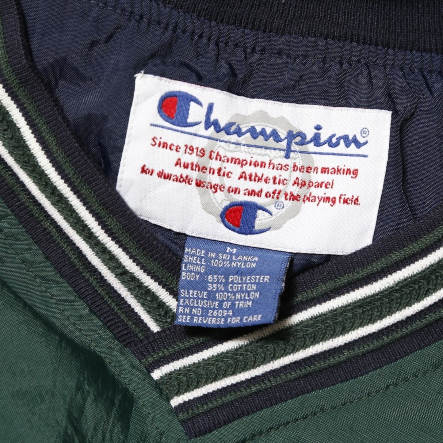 Champion Dark Green V-Neck Pullover Windbreaker Jacket