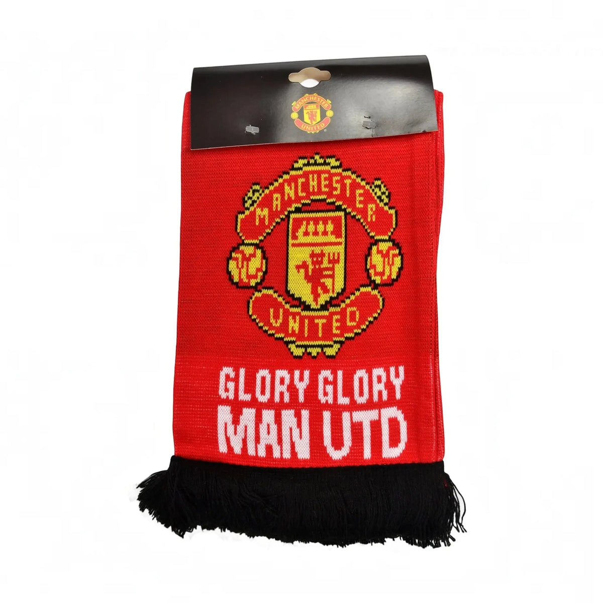 Forever Vintage red and black Manchester United Glory Glory Man UTD football scarf with team crest and text