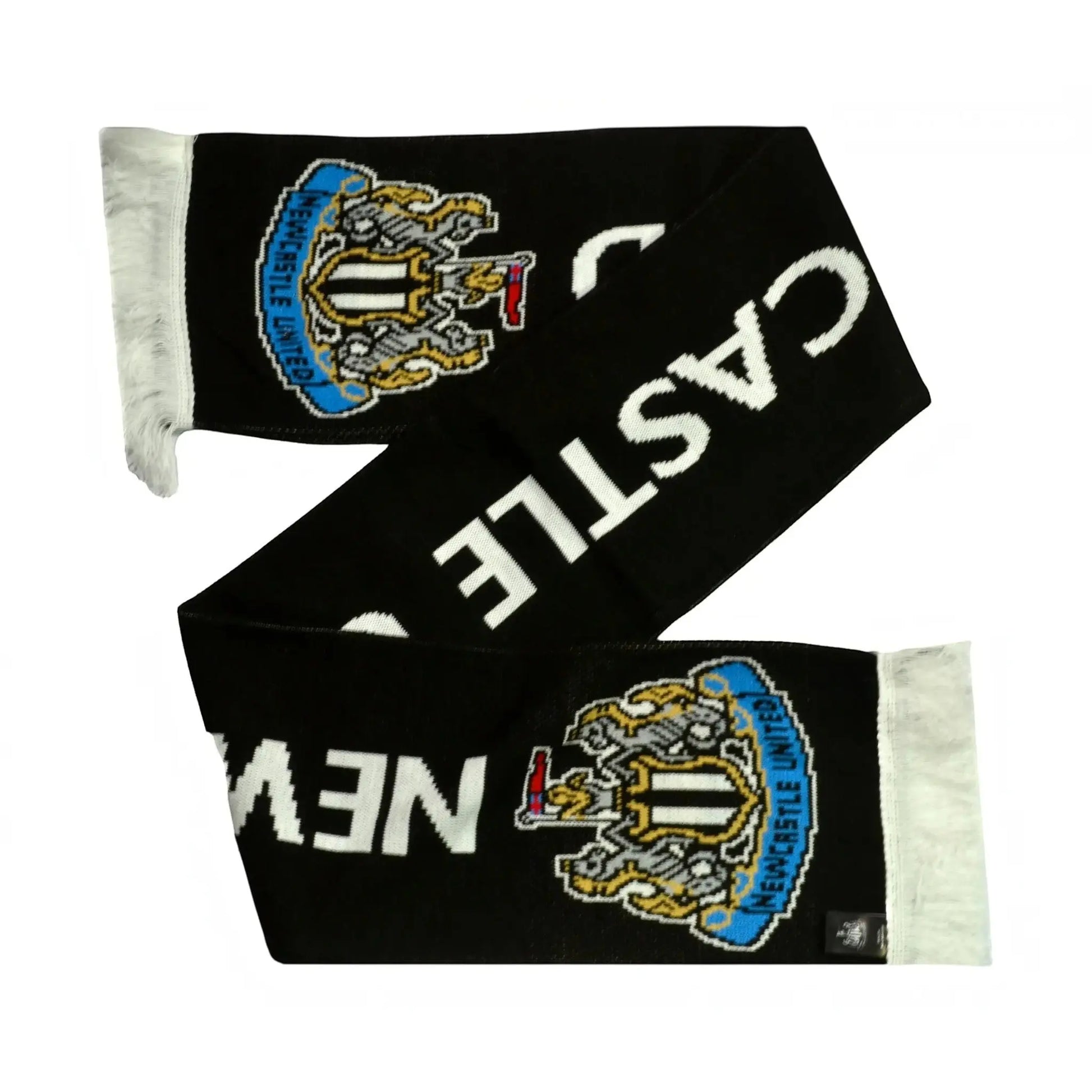 Forever Vintage Newcastle United FC jacquard knit scarf in black and white with team crest and lettering