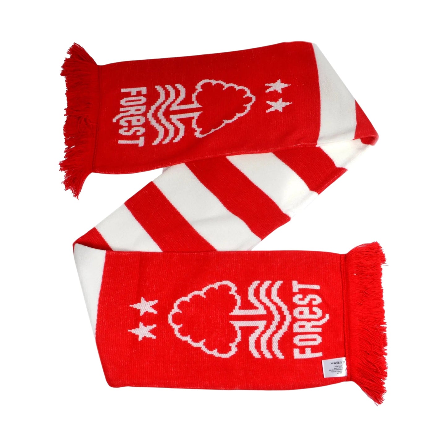 Forever Vintage Nottingham Forest FC bar scarf in red and white with club crest and fringe detail