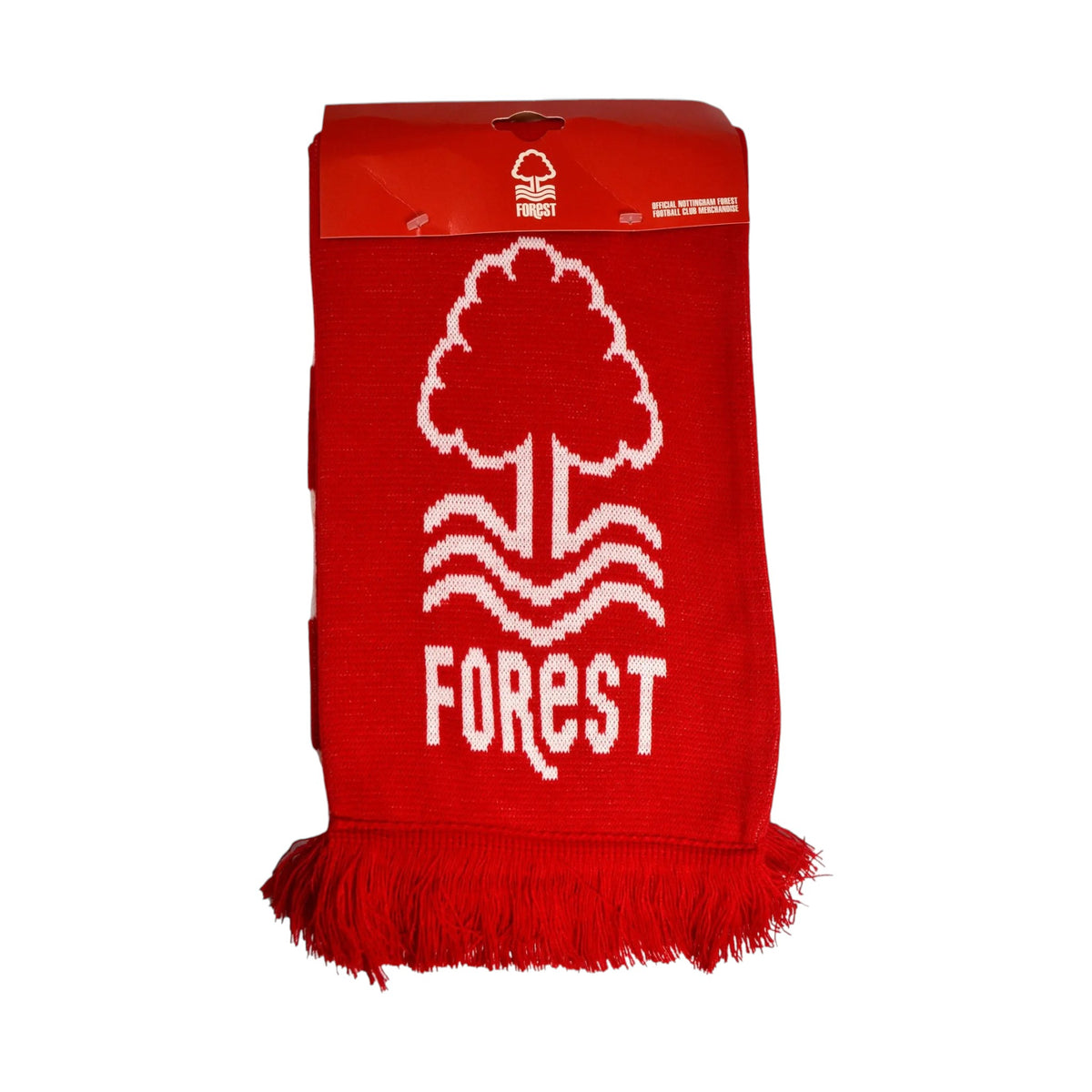 Forever Vintage Nottingham Forest FC red and white bar scarf with club crest and fringe detail