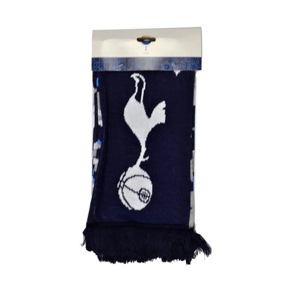Forever Vintage Spurs Particle Scarf in navy and white acrylic with Tottenham Hotspur crest and fringed ends