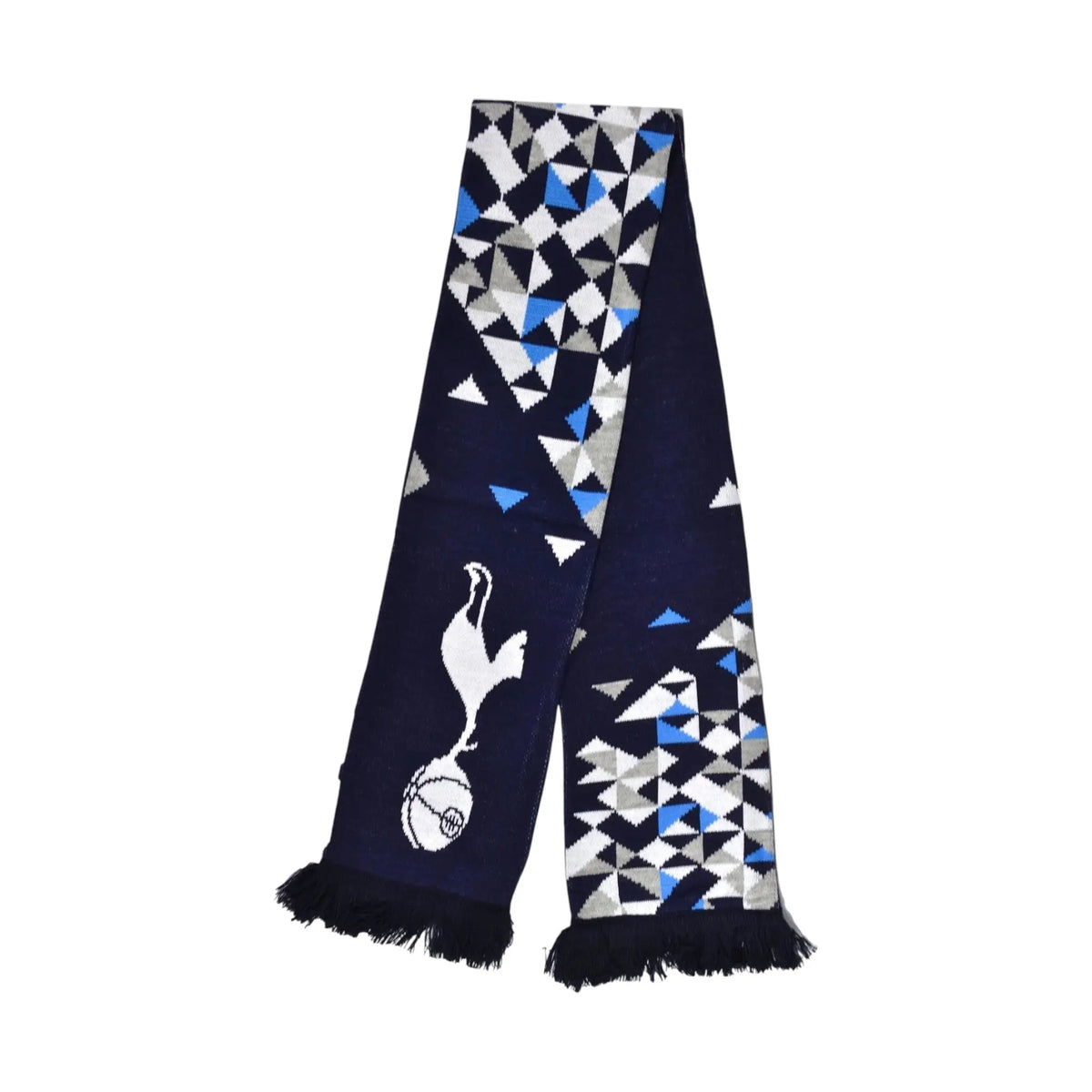 Forever Vintage Spurs Particle Scarf in navy and white acrylic with Tottenham Hotspur crest and geometric pattern