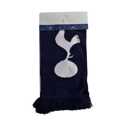 Forever Vintage Tottenham Hotspur acrylic jacquard bar scarf in navy blue with white club logo and fringed ends