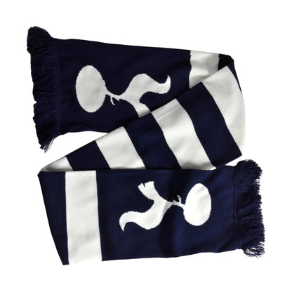 Forever Vintage Tottenham Hotspur jacquard bar scarf in navy and white acrylic with fringed ends